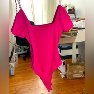 Lulus XS bodysuit cutout back. Hot pink.